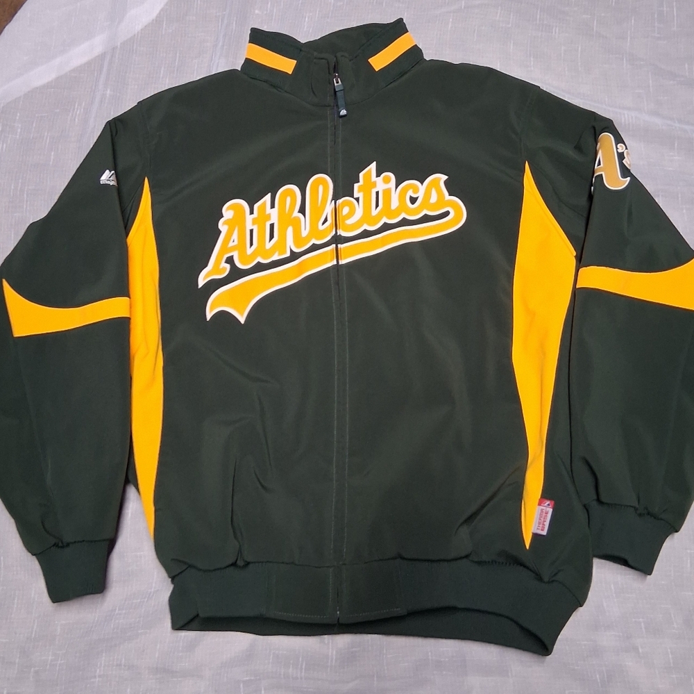 Majestic Green and Yellow Athletics Jacket - Picture 8 of 11